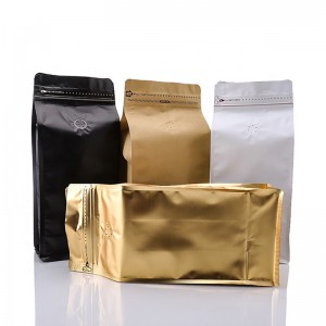 Sacs de grains de café en papier kraft brun avec valve et fermeture à glissière haute qualité 100g 250g 500g 1kg