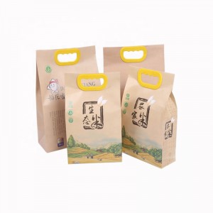 Prix ​​de gros personnalisé logo impression durable résistant à l'humidité taille 2.5kg 5kg papier d'emballage de riz kraft